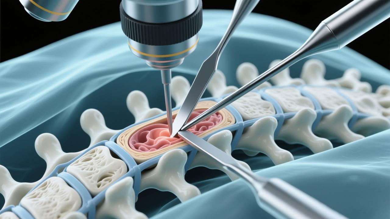 椎間盤切除與減壓示意圖